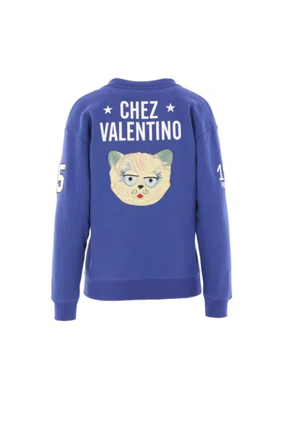 Valentino V And Le Chat De La Maison Sweatshirt In Blue