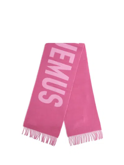 Jacquemus Women Fringes Wool Scarf In Pink
