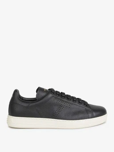 Tom Ford Low-top Leather Sneakers In Black