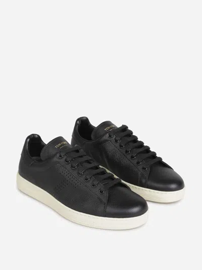 Tom Ford Low-top Leather Sneakers In Black