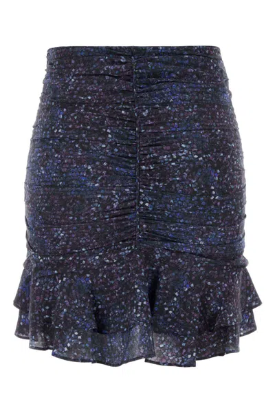 Isabel Marant Printed Stretch Crepe Milendi Mini Skirt In Blue