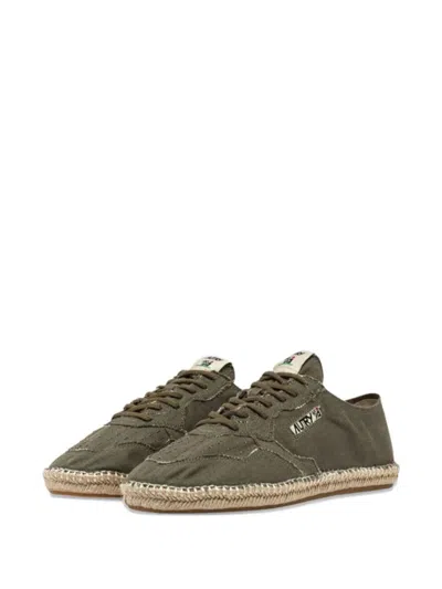 Autry Woven Jute Sole Flat Shoes With Lace-up Closure In Multi