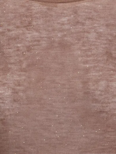 Pinko Semi-sheer Wool Sweater In Brown
