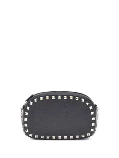 Valentino Womens Rockstud Leather Mini Crossbody Bag Nero In Black