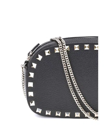 Valentino Womens Rockstud Leather Mini Crossbody Bag Nero In Black