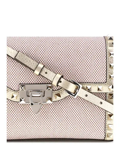 Valentino Small Canvas Rockstud Shoulder Bag In Pink