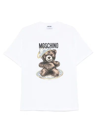 Moschino Crew Neck Graphic Print Short Sleeves Tshirt In White