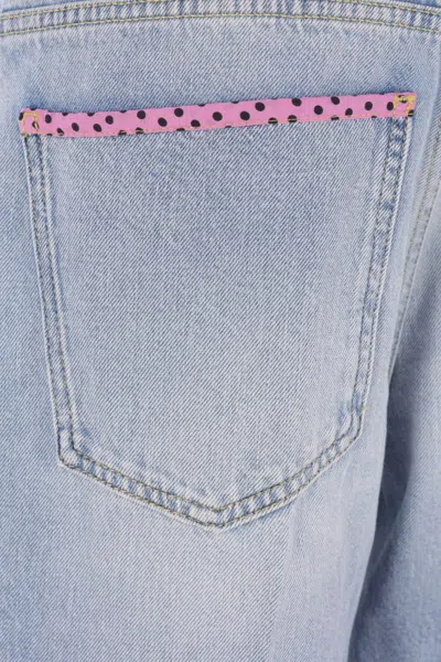 Valentino Womens Denim Blu Lav Chiaro Embroidered Straight-leg Denim Jeans In Blue