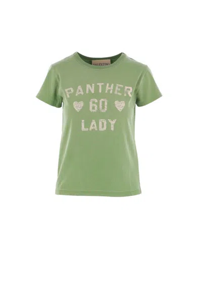 Valentino Playful Printed Cotton T-shirt With Bold Lettering In Green