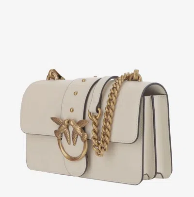Pinko Love One Leather Crossbody Bag In White