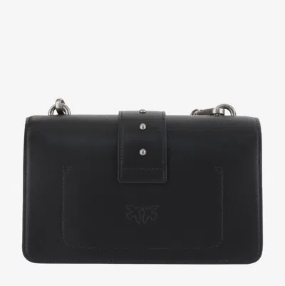 Pinko Rectangular Chain Strap Shoulder Bag With Metal Hardware And Front Embellishment In Black