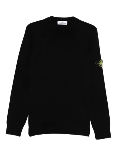 Stone Island Organic Cotton Crewneck Sweatshirt In Black