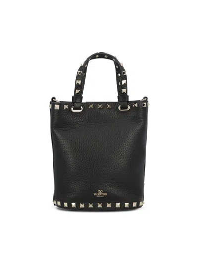 Valentino Garavani Rockstud Crossbody Pouch In Grainy Calfskin Woman Black Uni In Black