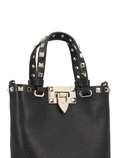Valentino Garavani Rockstud Crossbody Pouch In Grainy Calfskin Woman Black Uni In Black