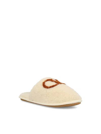 Valentino Logo-embroidered Slippers In White