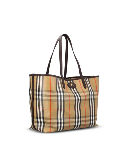 Burberry Medium Tote Bag Highlands Rectangular Check In Multi
