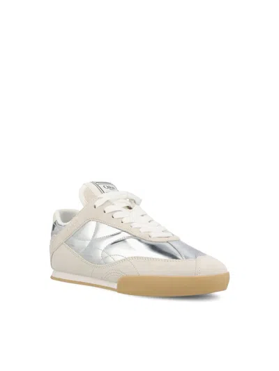 Chloé Kick Metallic Leather Kick Sneakers In Silver