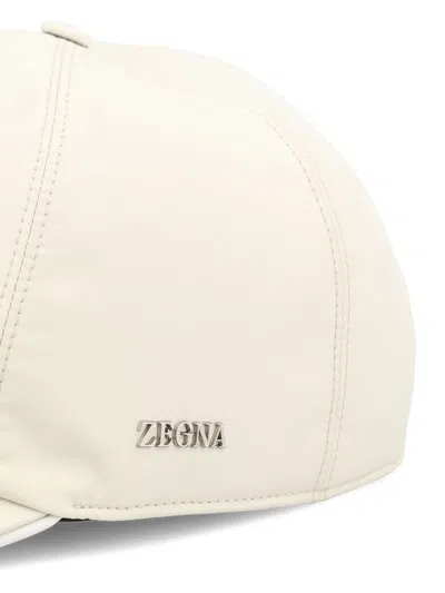 Zegna Logo Baseball Cap In White