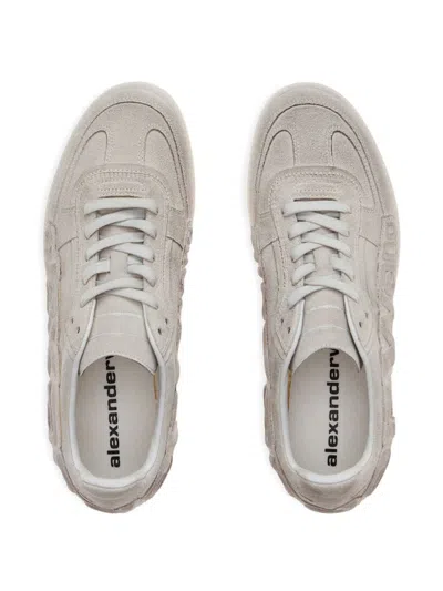 Alexander Wang White Leather Lex Sneakers In Neutral