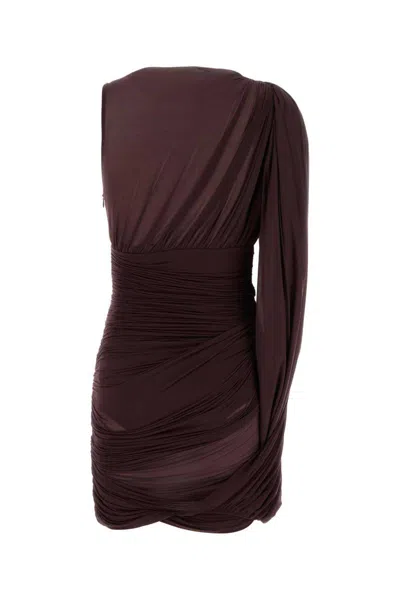 Magda Butrym Sheer Draped Mini Dress In Brown