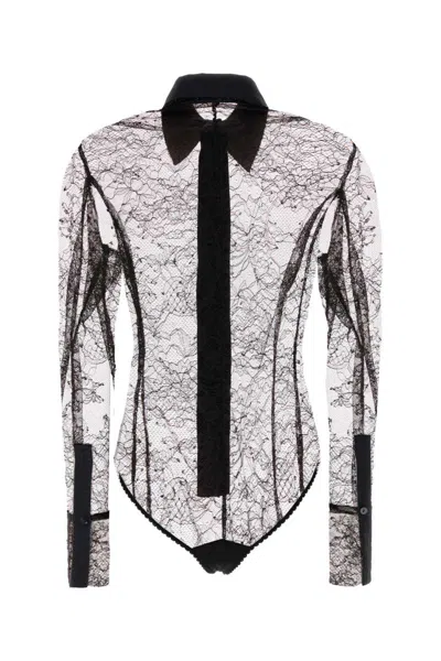 Blumarine Black Lace Bodysuit In Black