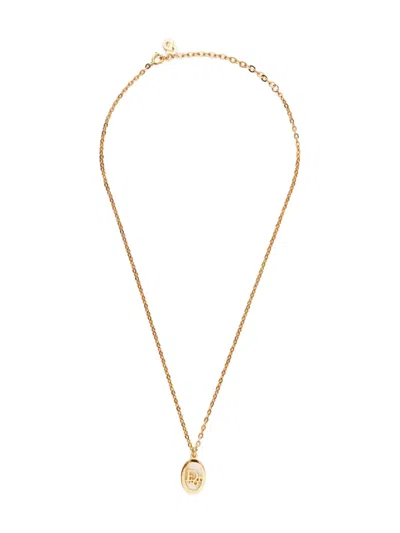 Pre-owned Dior 1980-1990 Logo-pendant Necklace In Gold