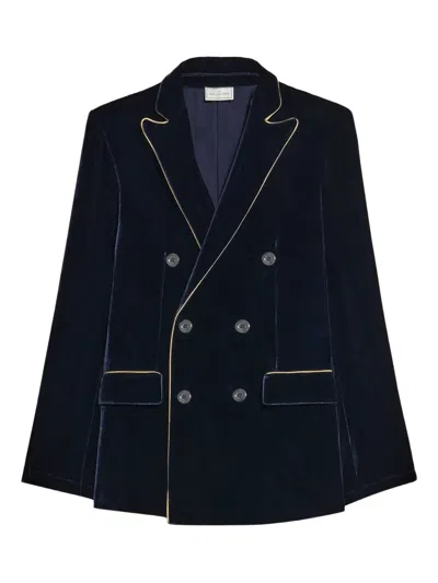 Pierre-louis Mascia Kanpur Velvet Blazer In Blue