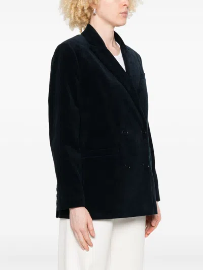 Apc A.p.c. Midnight Blue Cotton Blazer With Double-breasted Design