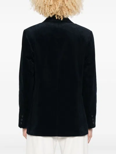 Apc A.p.c. Midnight Blue Cotton Blazer With Double-breasted Design