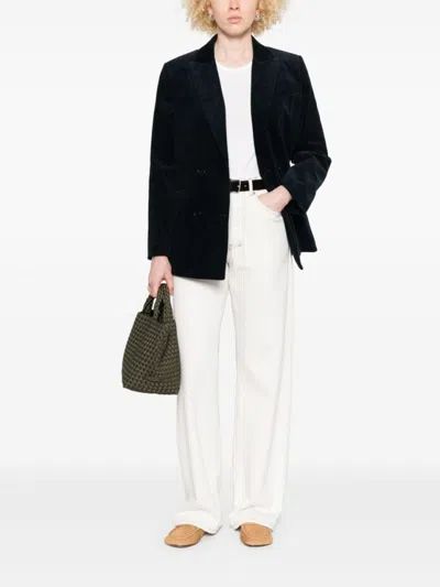 Apc A.p.c. Midnight Blue Cotton Blazer With Double-breasted Design