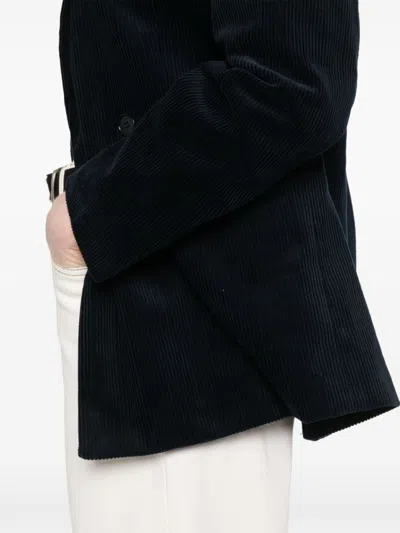 Apc A.p.c. Midnight Blue Cotton Blazer With Double-breasted Design