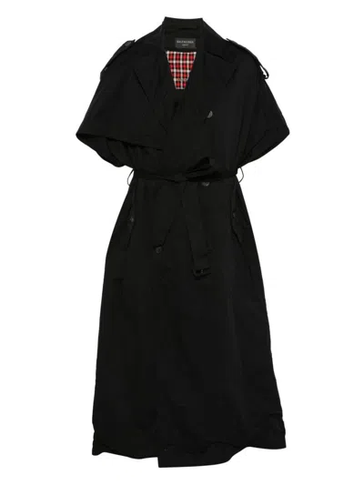 Balenciaga Stole Trench Coat Belted Waist In Black
