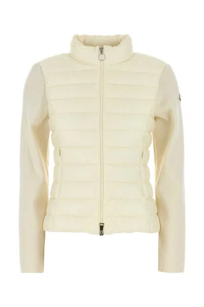 Moncler Two-material Cardigan Sweaters And Cardigans White In White