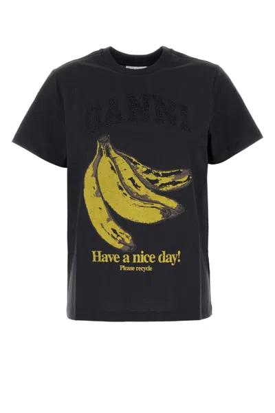 Ganni Crew-neck Cotton T-shirt With Banana Print