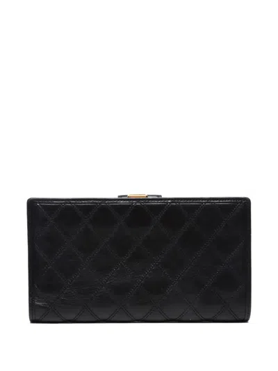Pre-owned Chanel 1985-1993 Quilted Wallet In Black