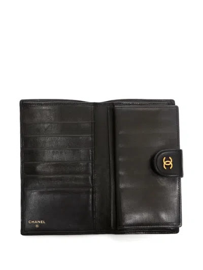 Pre-owned Chanel 1985-1993 Quilted Wallet In Black