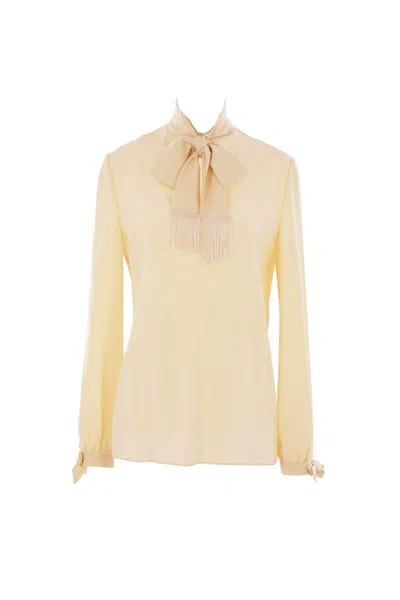 Valentino Light Yellow Crepe De Chine Top