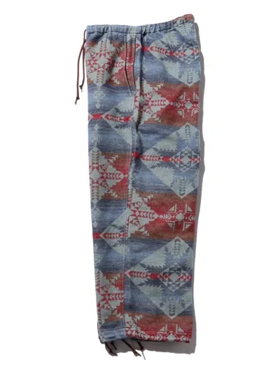 GEOMETRIC-PATTERN DRAWSTRING TROUSERS