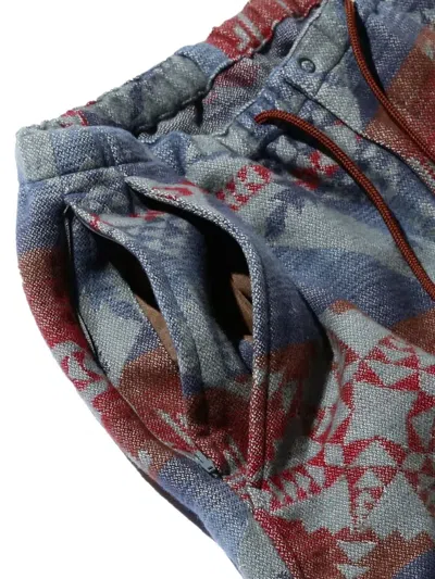 GEOMETRIC-PATTERN DRAWSTRING TROUSERS