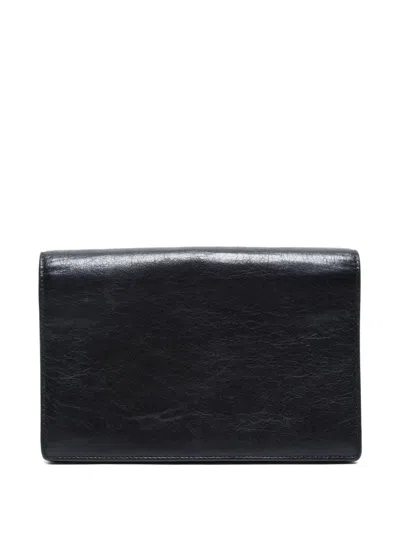 Pre-owned Balenciaga 2000-2020s Lambskin Wallet On Chain In Black