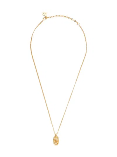 Pre-owned Dior 1980-1990 Logo-pendant Necklace In Gold