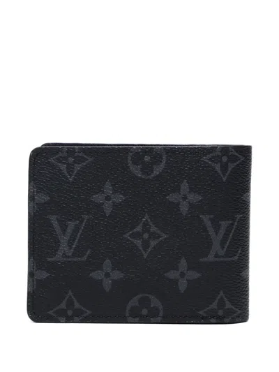 Pre-owned Louis Vuitton 2020-2024 Monogram Eclipse Wallet In Black