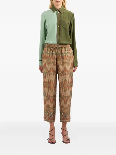 Pierre-louis Mascia Embellished Ikat-pattern Trousers In Nude