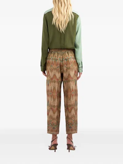 Pierre-louis Mascia Embellished Ikat-pattern Trousers In Nude