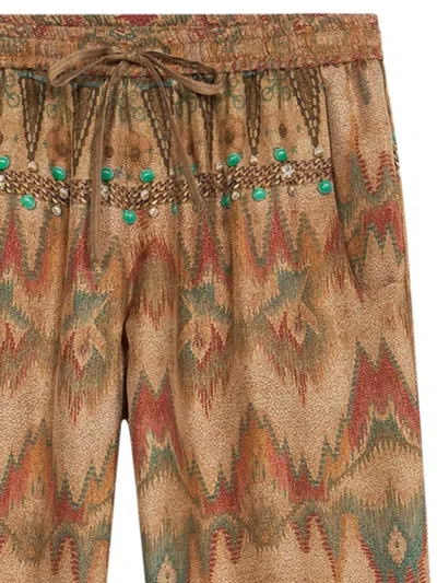Pierre-louis Mascia Embellished Ikat-pattern Trousers In Nude