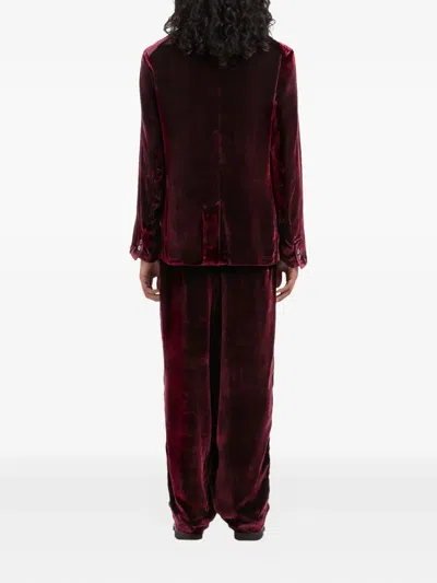 Pierre-louis Mascia Double-breasted Velvet Blazer In Burgundy