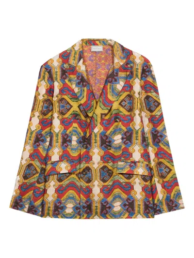 Pierre-louis Mascia Fancy Double-breasted Patterned Blazer In Multi