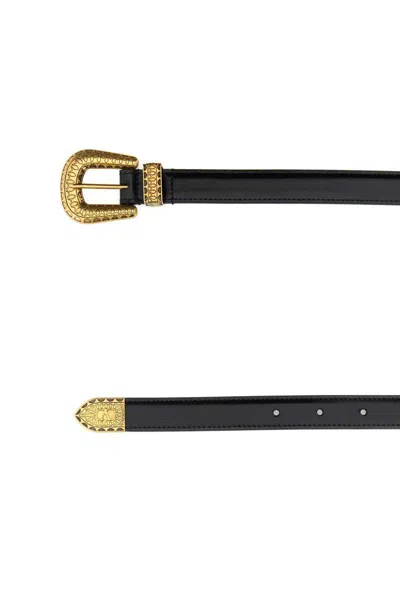 Valentino Black Leather Belt In Black