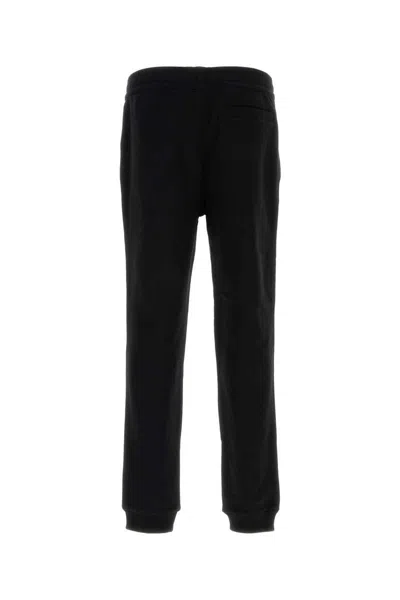 Burberry Black Pants With Elastic Waist And Logo Lettering On The Side In Cotton Man In Black
