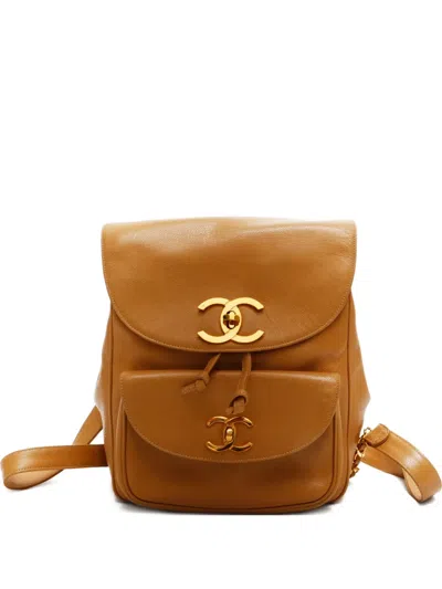 Pre-owned Chanel 1994-1996 Cc-mark Turn-lock Leather Backpack